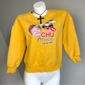 Y2K Yellow BFF Graphic Sweatshirt